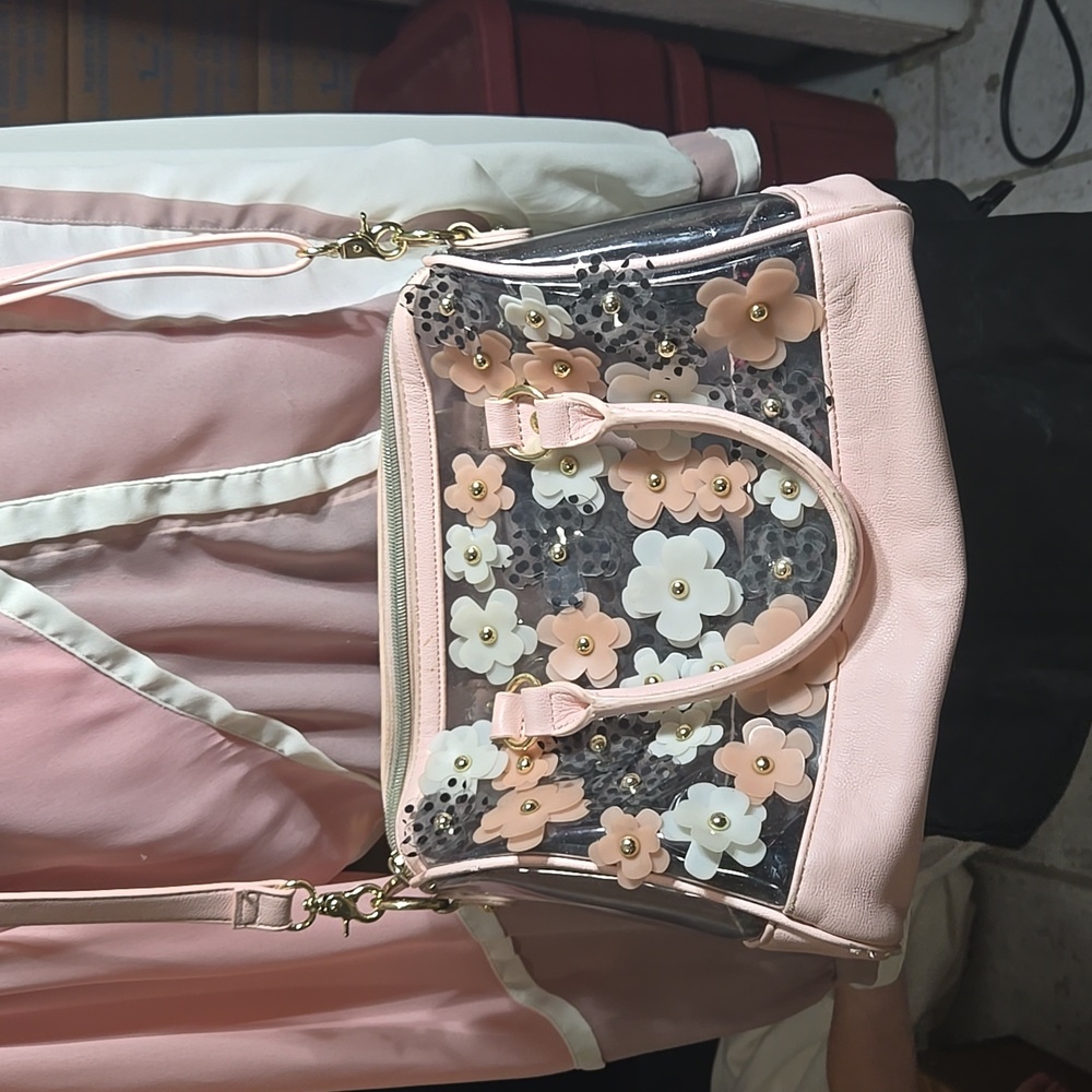 Betsey Johnson Clear Pink 3D Floral Purse Retro Spring Feminine Girly